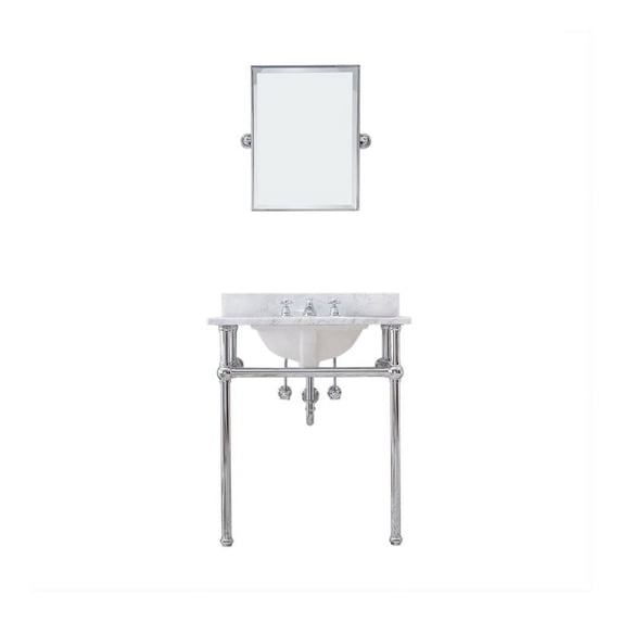 Water Creation Embassy 30" Single Brass Wash Stand in Chrome/White