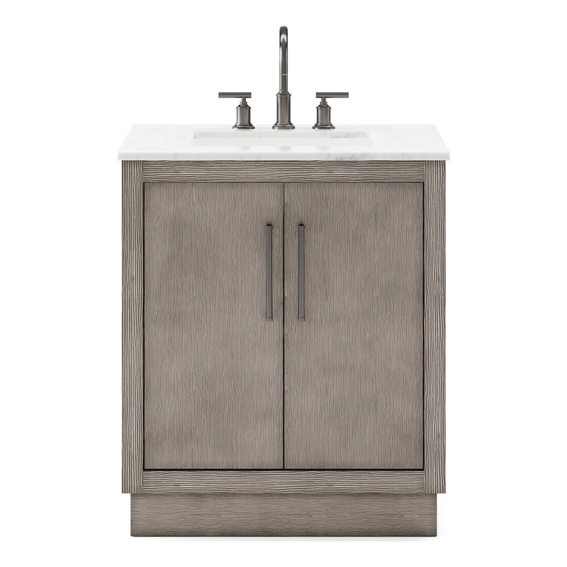 Hugo 30" Grey Oak Single Sink Vanity with Carrara White Marble Top