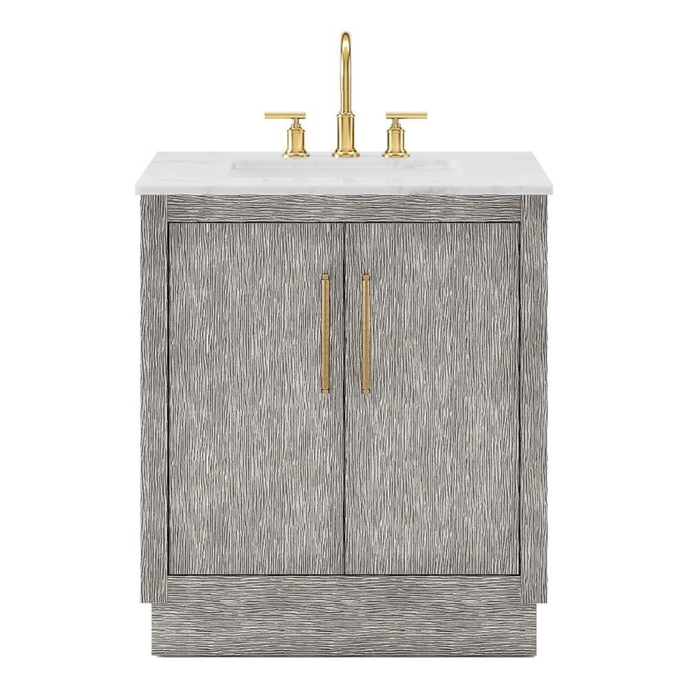 Gray Oak and Gold 30" Freestanding Single Bathroom Vanity