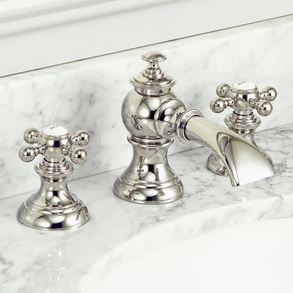 Water Creation 4.81" Cross Handles Solid Brass Faucet in Nickel