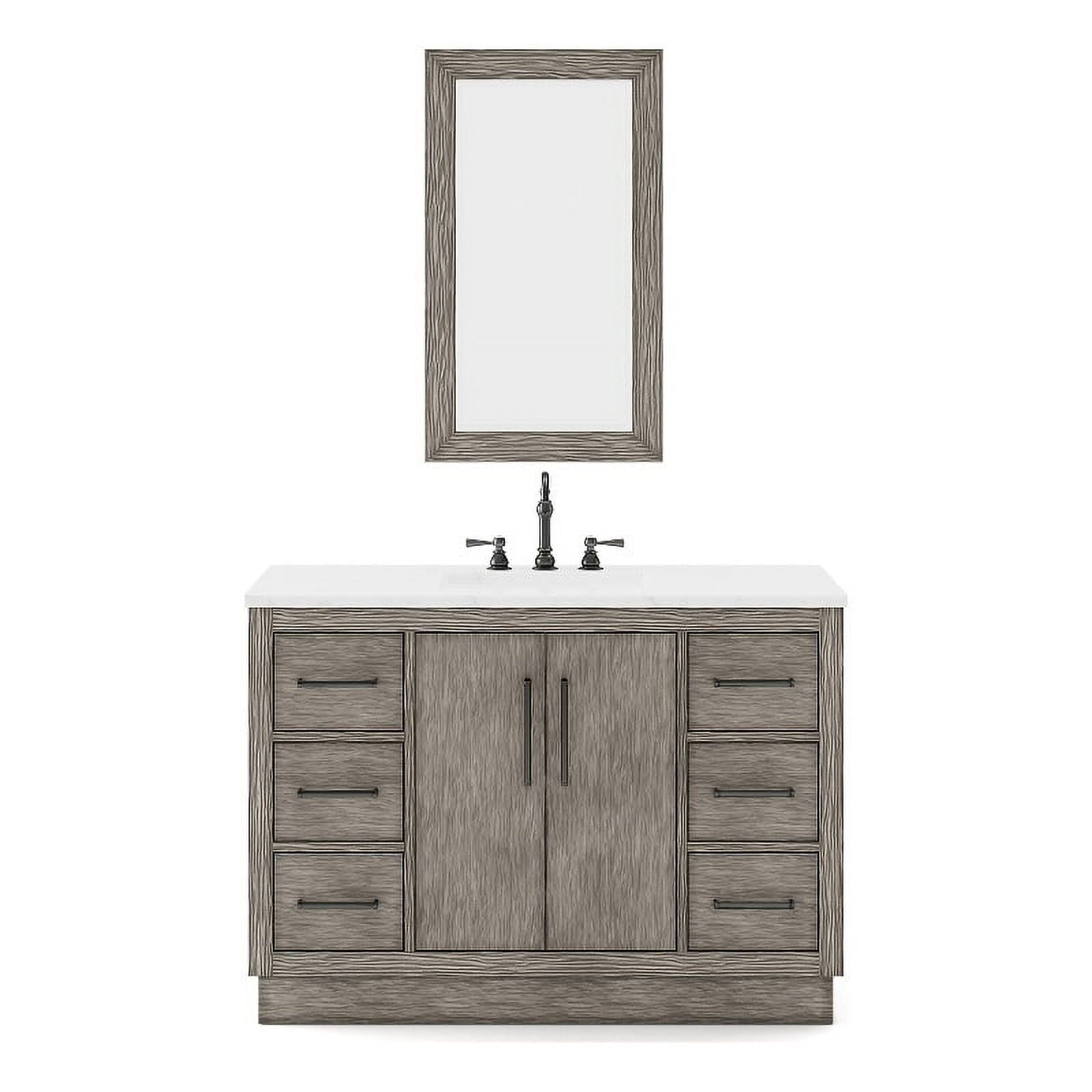 Farmhouse Grey Oak 48" Vanity Set with Beveled Mirror