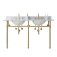thumbnail image 1 of Water Creation 60 In. W. Double Wash Stand, P-Trap, Carrara White Marble Countertop, 1 of 8