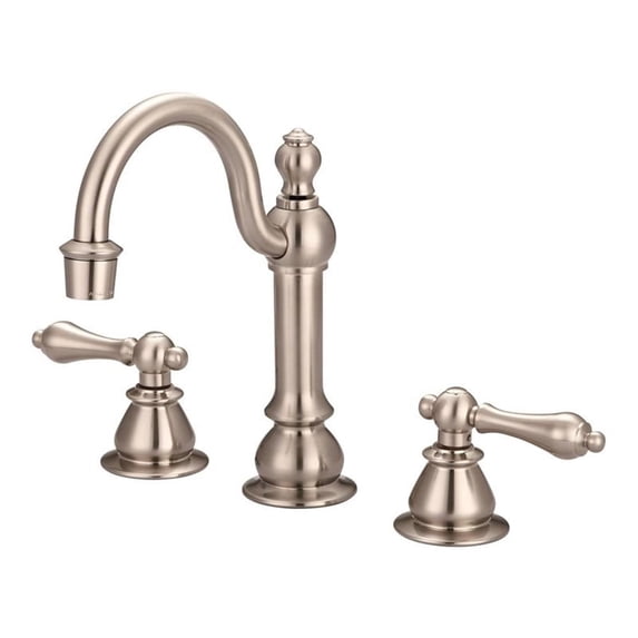 Water Creation 8.25" Lever Handles Traditional Solid Brass Faucet in Nickel