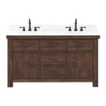 thumbnail image 1 of Water Creation Aberdeen 60" Wood Single Bathroom Vanity in Brown & White, 1 of 7