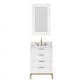 thumbnail image 1 of Water Creation Bristol 24"W Wood Single Bathroom Vanity in Pure White/Gold, 1 of 6