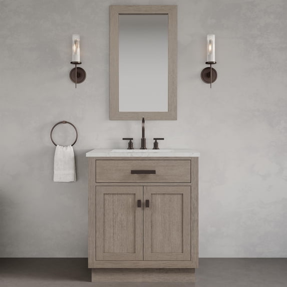 Water Creation Chestnut 30" Wood Single Bathroom Vanity in Gray & Rubbed Bronze