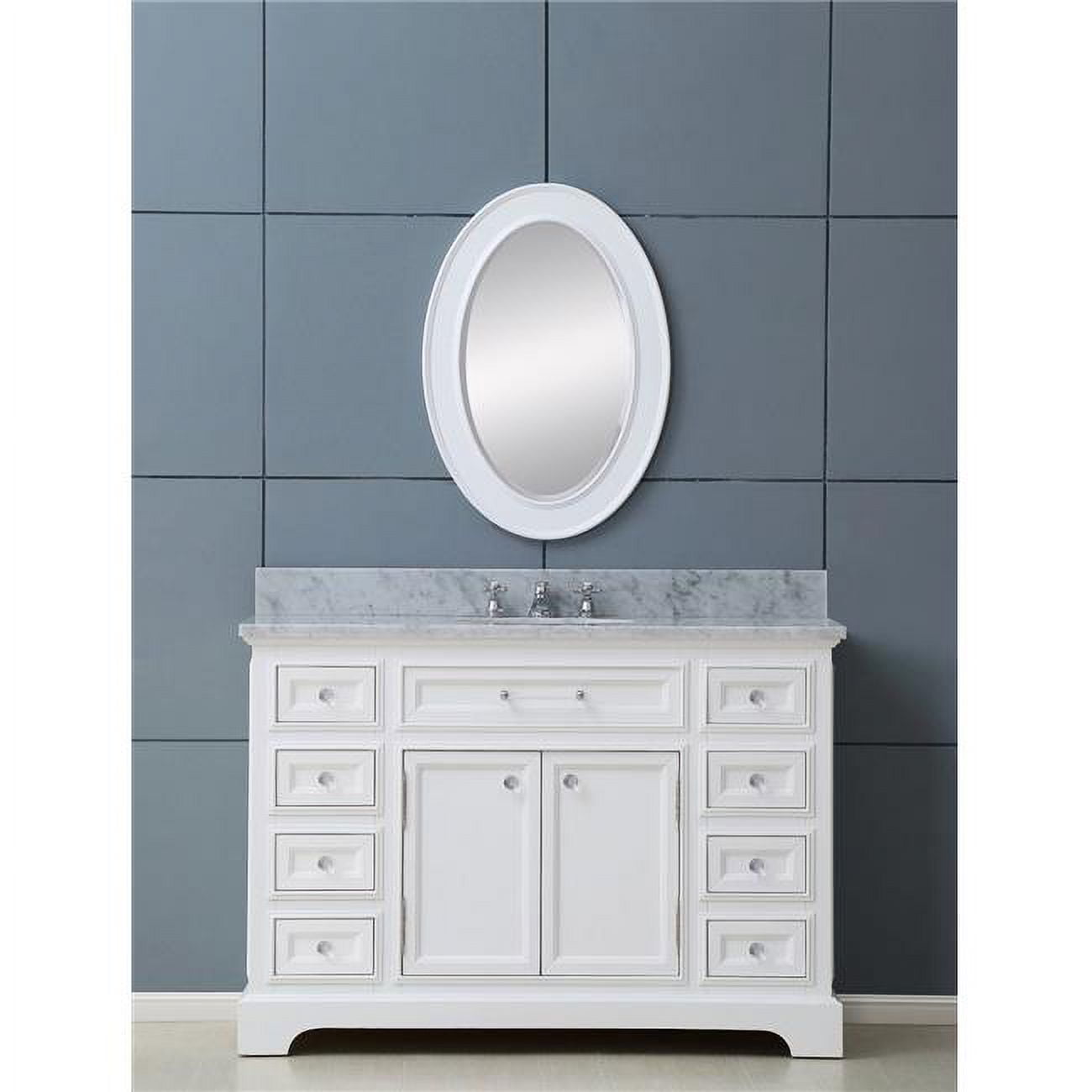 White Marble Top 48'' Single Bathroom Vanity with Ceramic Sink