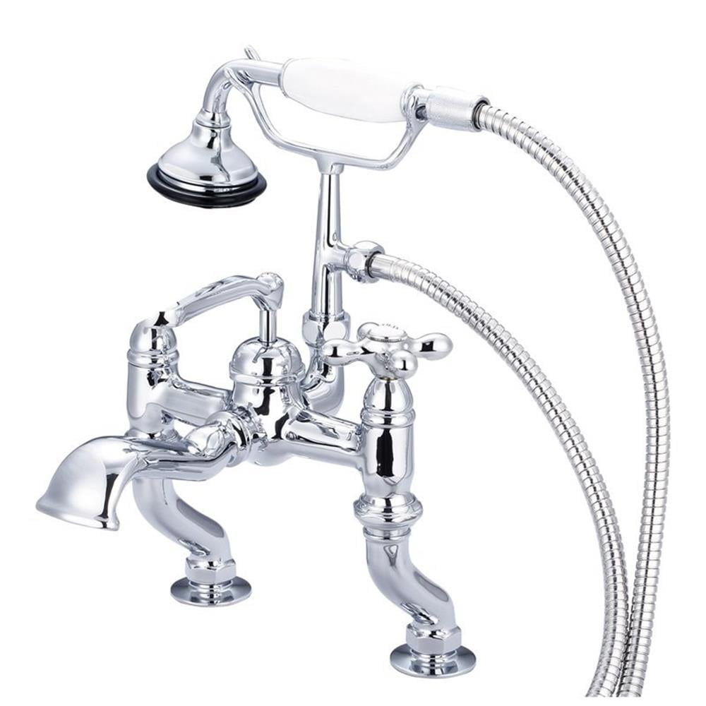 Vintage Chrome Deck Mount Tub Faucet with Handheld Shower