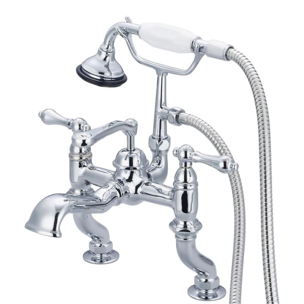 Vintage Chrome Deck Mount Tub Faucet with Handheld Shower