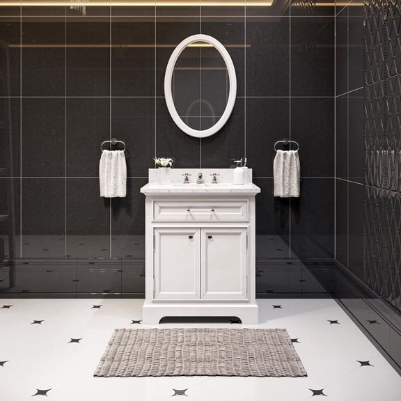 Water Creation Derby 30" Wood Single Bathroom Vanity in Pure White/Chrome