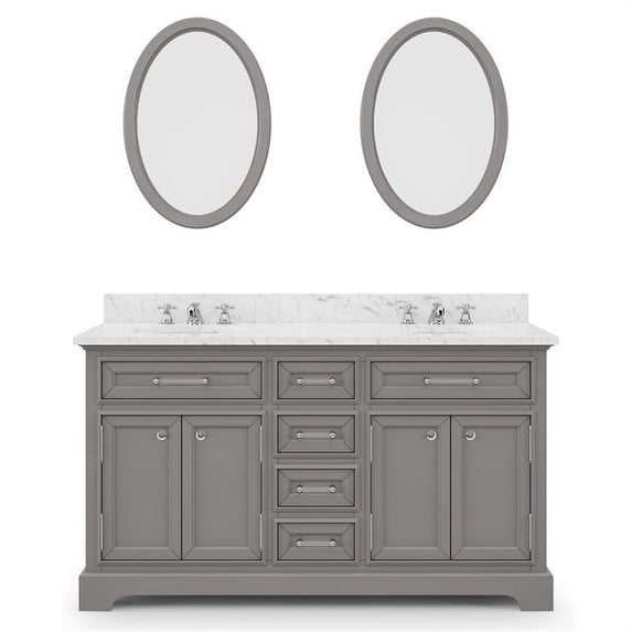 Water Creation Derby 60" Wood Double Bathroom Vanity in Gray/Chrome