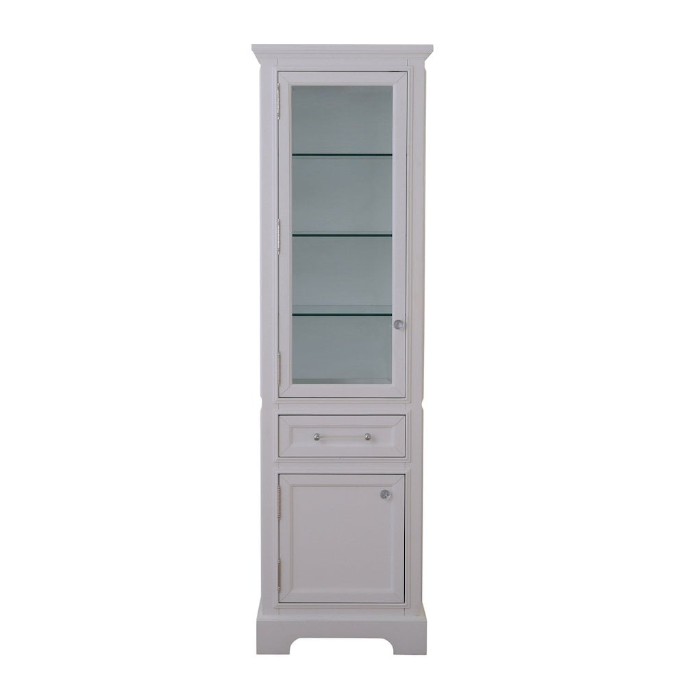 Pure White Solid Hardwood Cabinet with Adjustable Shelving
