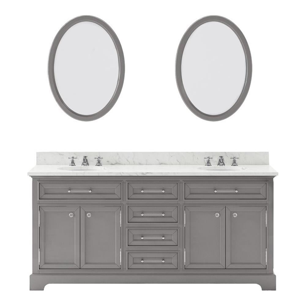 Water Creation Derby 72" Wood Double Bathroom Vanity in Cashmere Gray & Chrome
