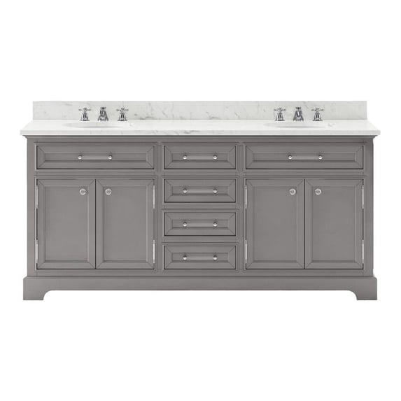 Water Creation Derby 72" Wood Double Bathroom Vanity in Gray/Chrome