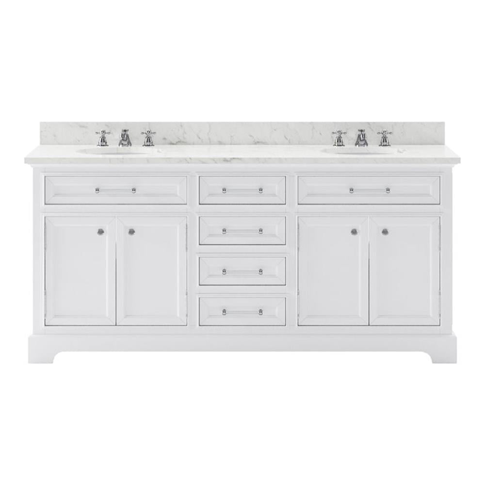 Pure White Double Sink Freestanding Bathroom Vanity with Marble Top