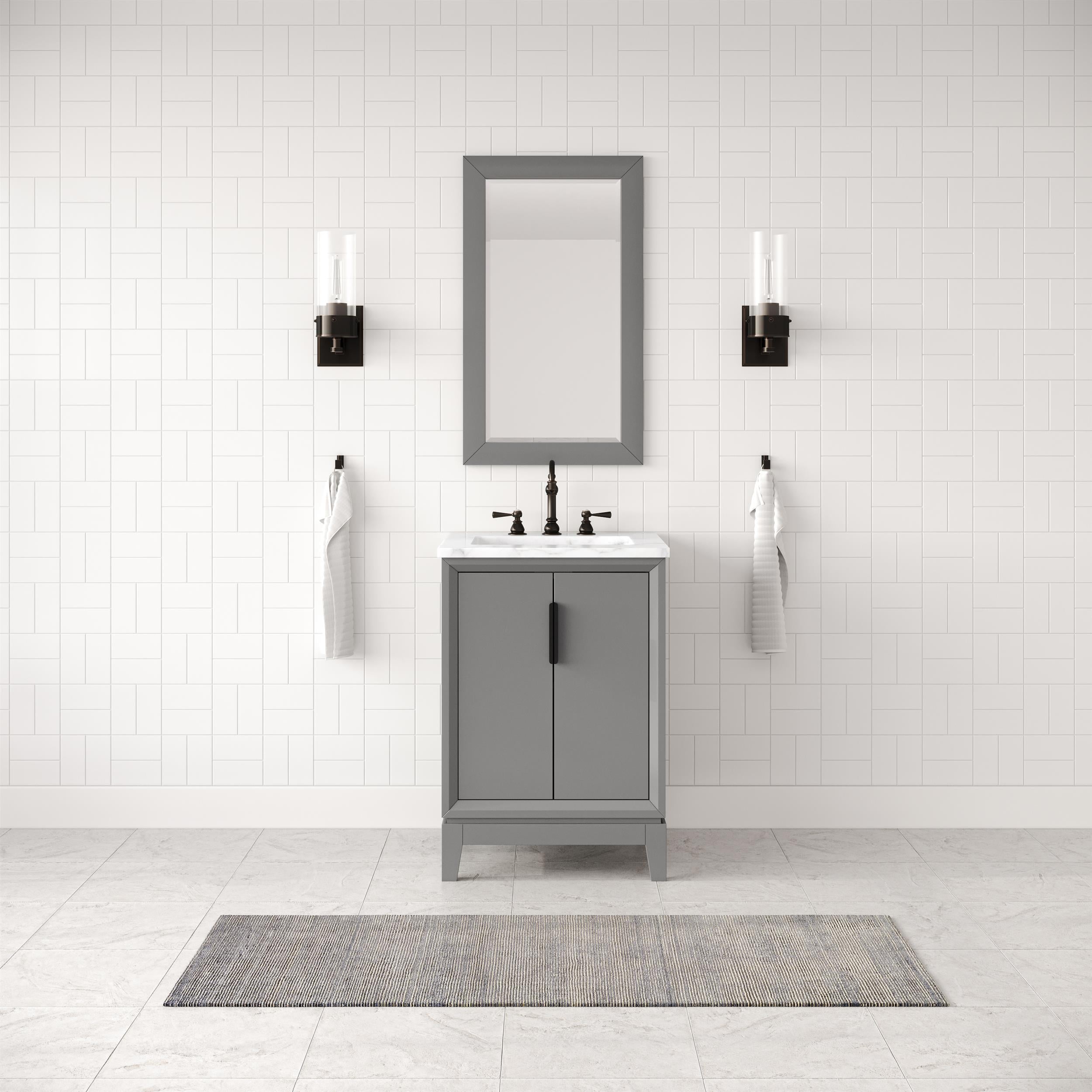 Water Creation Elizabeth 24" Hardwood Single Bathroom Vanity in Gray & Bronze