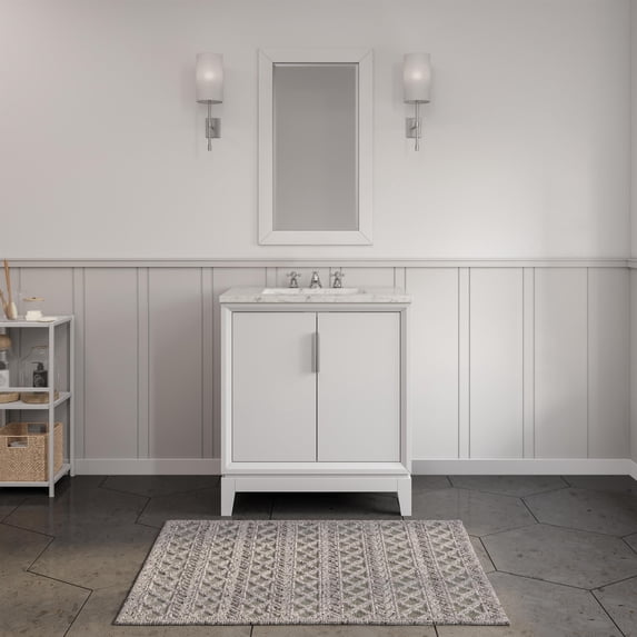 Water Creation Elizabeth 30" Hardwood Single Bathroom Vanity in White/Chrome