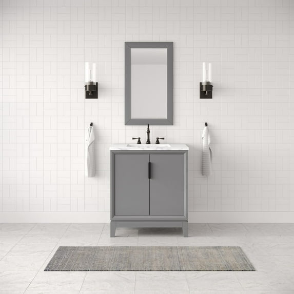 Water Creation Elizabeth 30" Wood Single Bathroom Vanity in Gray/Bronze