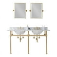 thumbnail image 1 of Water Creation Embassy 60"W Double Brass Wash Stand in Satin Gold & White, 1 of 9