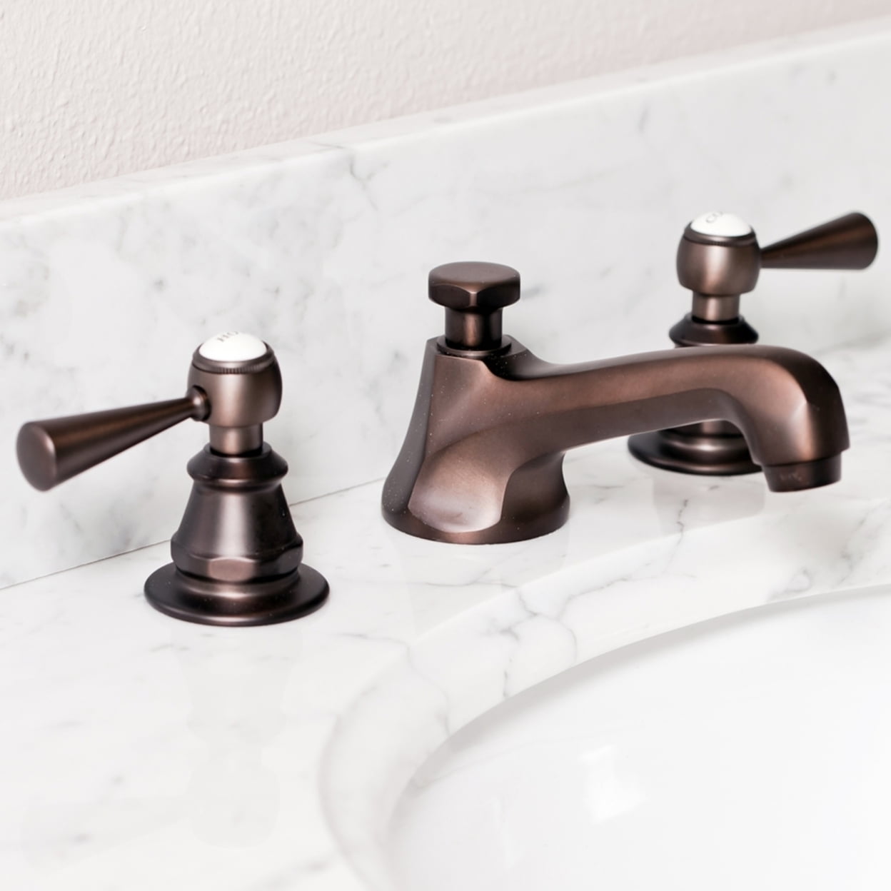 Oil-Rubbed Bronze Widespread Lavatory Faucet with Torch Lever Handles