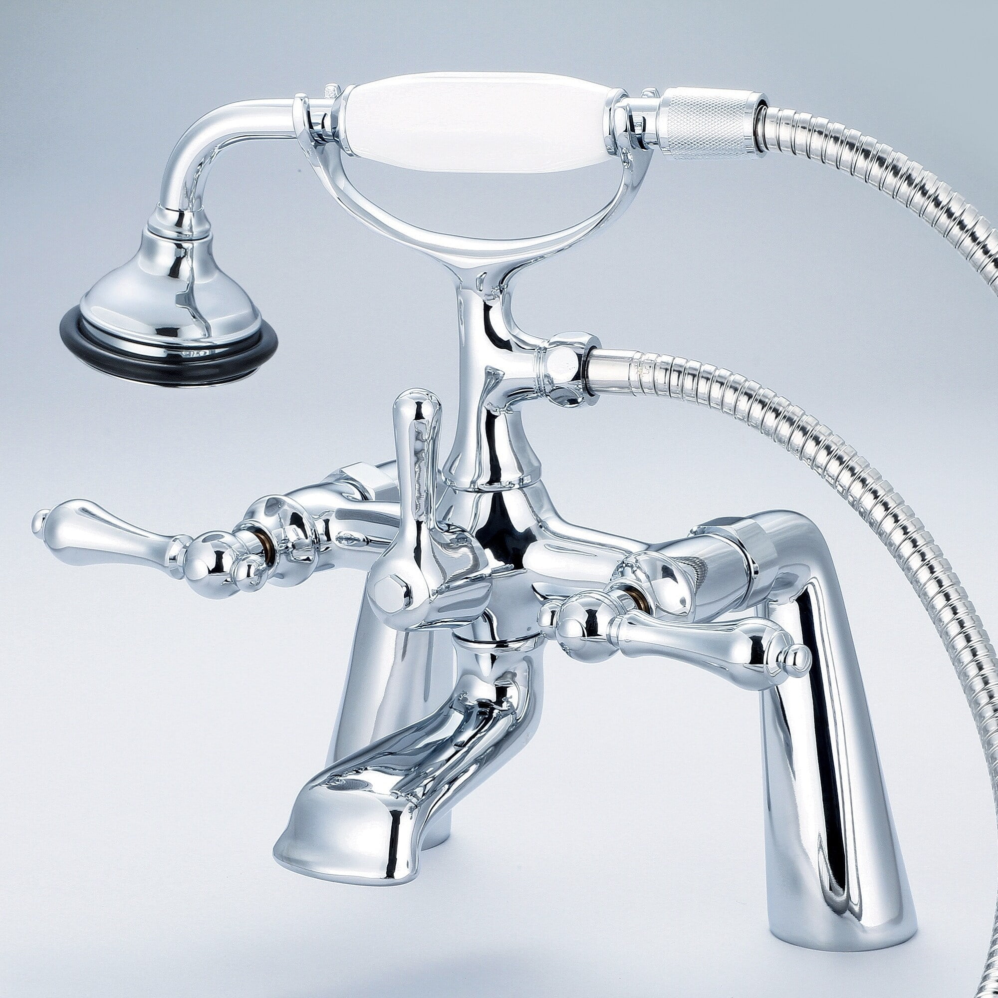 Elegant Chrome Vintage 7" Deck Mount Tub Faucet with Handheld Shower