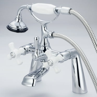 Water Creation F6-0003-01-PX 7 in. Vintage Classic Spread Deck Mount Tub Faucet - Chrome&#44; Silver