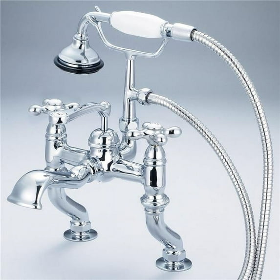Water Creation F6-0004-01-AX Vintage Classic Adjustable Center Deck Mount Tub Faucet - Chrome, Silver