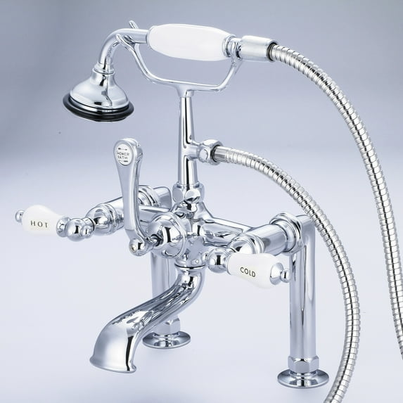 Water Creation F6-0006-01-CL Vintage Classic 7 in. Spread Deck Mount Tub Faucet - Chrome, Silver