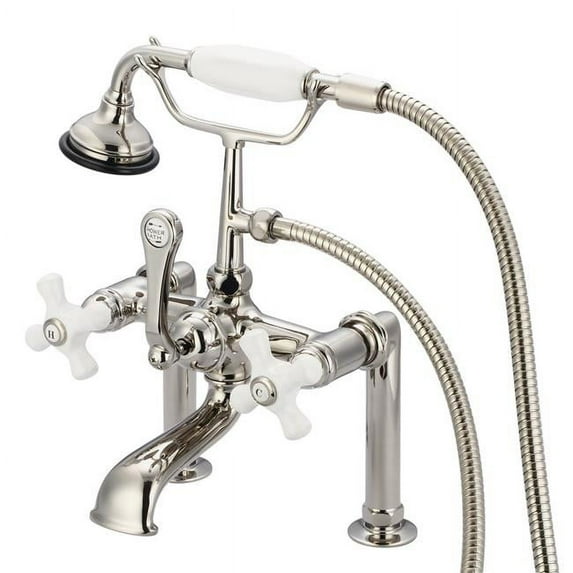 Water Creation F6-0006-05-PX Polished Nickel Deck Mount Bathroom Tub Faucet