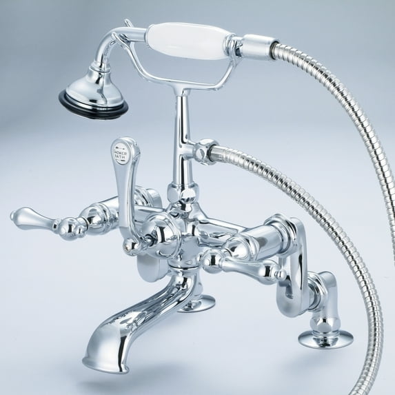Water Creation F6-0008-01-AL Vintage Classic Adjustable Center Deck Mount Tub Faucet - Chrome, Silver