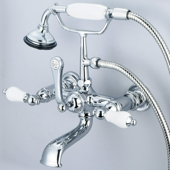 Water Creation F6-0010-01-PL 7 in. Silver Vintage Classic Spread Wall Mount Tub Faucet - Chrome