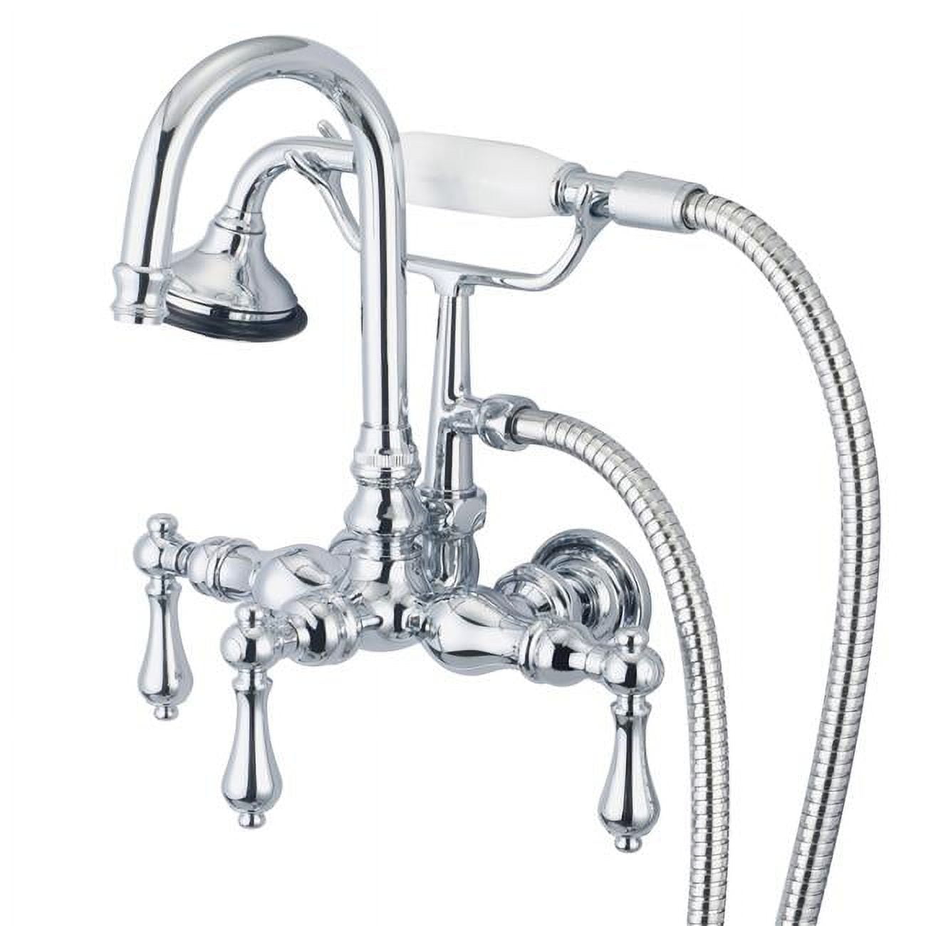 Vintage Chrome Wall Mount Tub Faucet with Handheld Shower