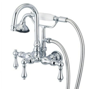 Water Creation F6-0012-01-AL 3.38 in. Silver Vintage Classic Center Wall Mount Tub Faucet&#44; Chrome