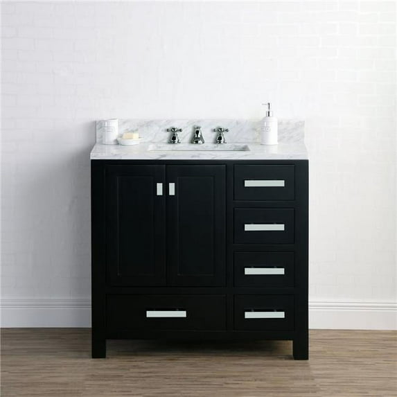 Water Creation MADISON36EF 36 in. Wide Dark Espresso Single Sink Bathroom Vanity - Madison Collection - Chrome