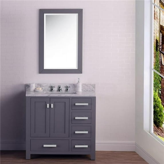 Water Creation MADISON36GB 36 in. Wide Cashmere Gray Single Sink Bathroom Vanity - Madison Collection - Chrome
