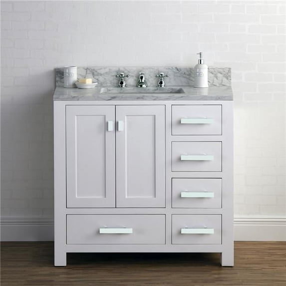 Water Creation MADISON36W 36 in. The Madison Collection Single Sink Bathroom Vanity, Pure White