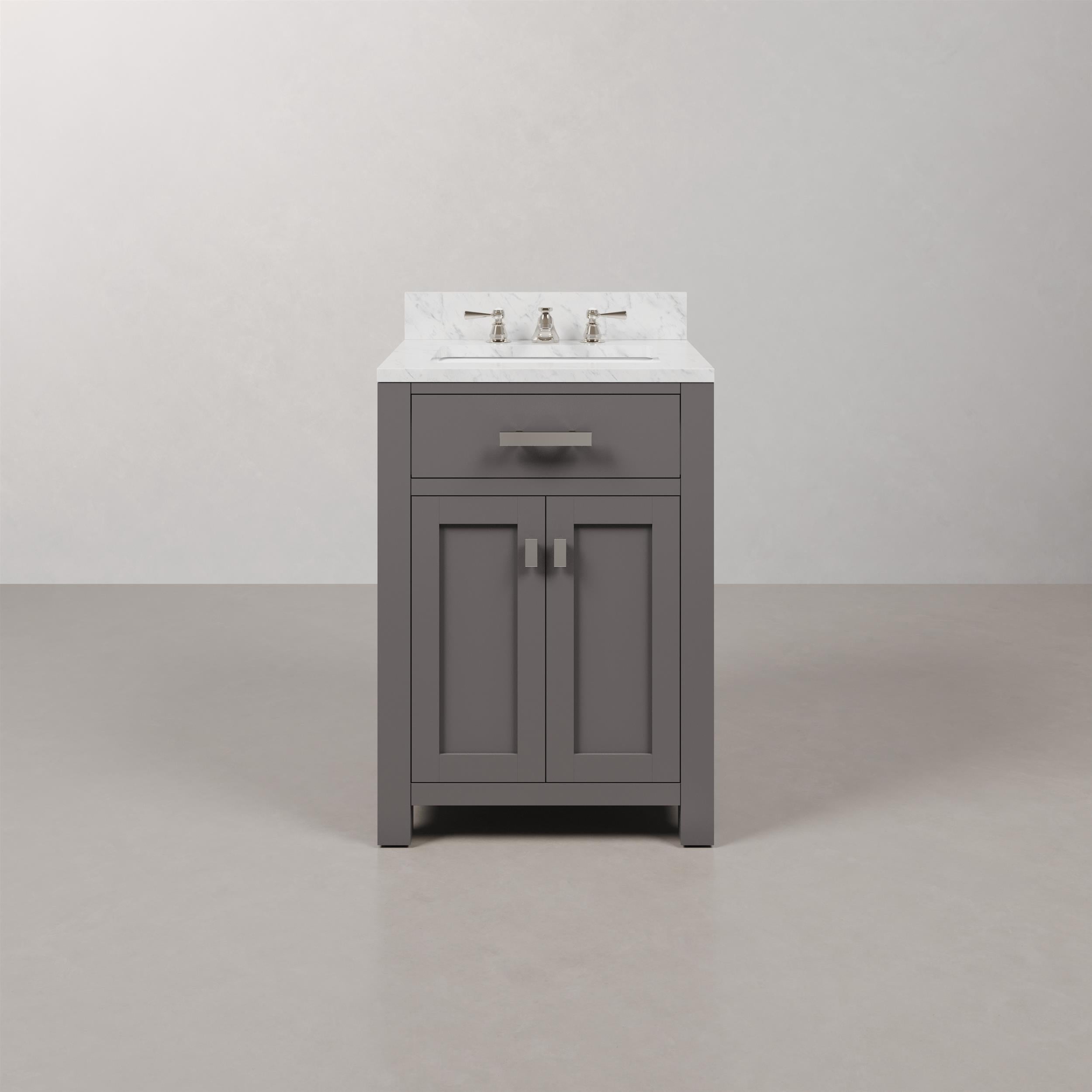 Water Creation Madison 24" Hardwood Single Bathroom Vanity in Gray & Chrome