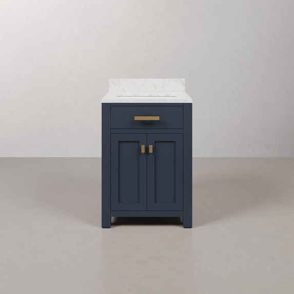 Water Creation Madison 24" Wood Single Bathroom Vanity in Blue/Satin Gold