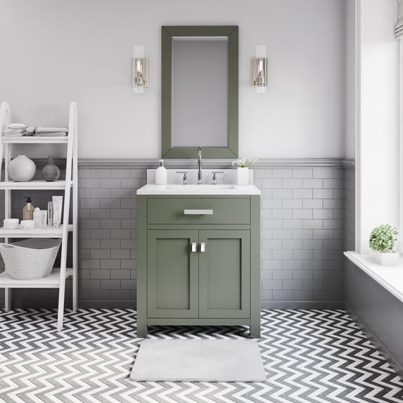 Water Creation Madison 30"W Wood Single Bathroom Vanity in Glacial Green/White