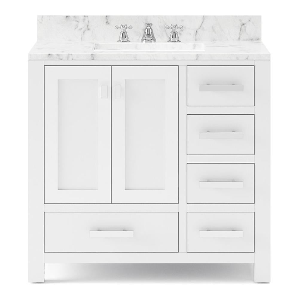 Madison Pure White 36" Hardwood Single Bathroom Vanity with Marble Top