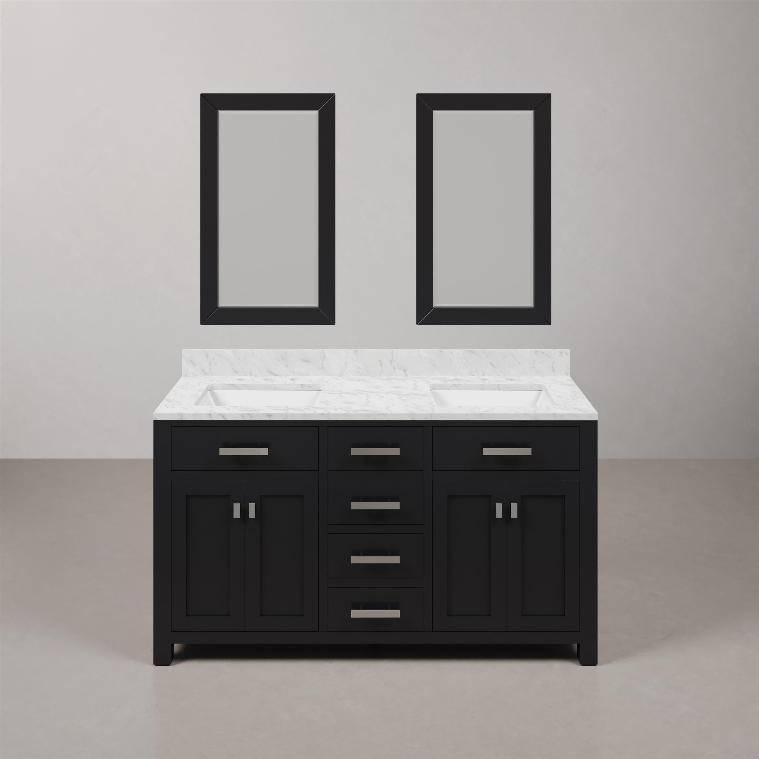 Water Creation Madison 60" Hardwood Double Bathroom Vanity in Espresso/Chrome