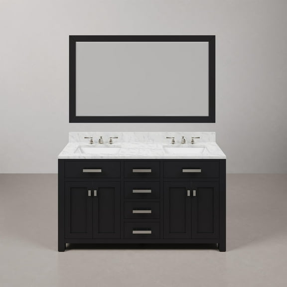 Water Creation Madison 60" Wood Double Bathroom Vanity in Espresso and Chrome