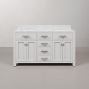 Water Creation Madison 60 Wood Double Bathroom Vanity in Pure White/Chrome