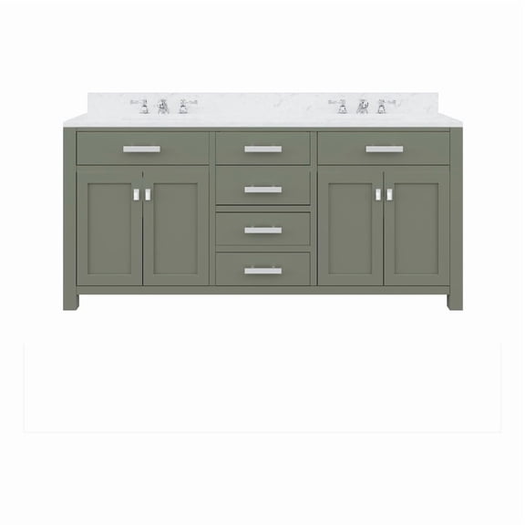 Water Creation Madison 72" Wood Double Bathroom Vanity in Green/White