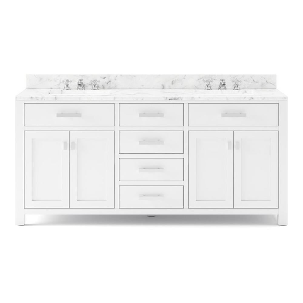 Water Creation Madison 72" Wood Double Bathroom Vanity in White/Chrome