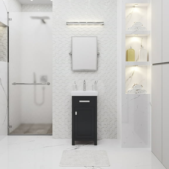 Water Creation Mia 18" Wood Single Bathroom Vanity in Espresso/Chrome