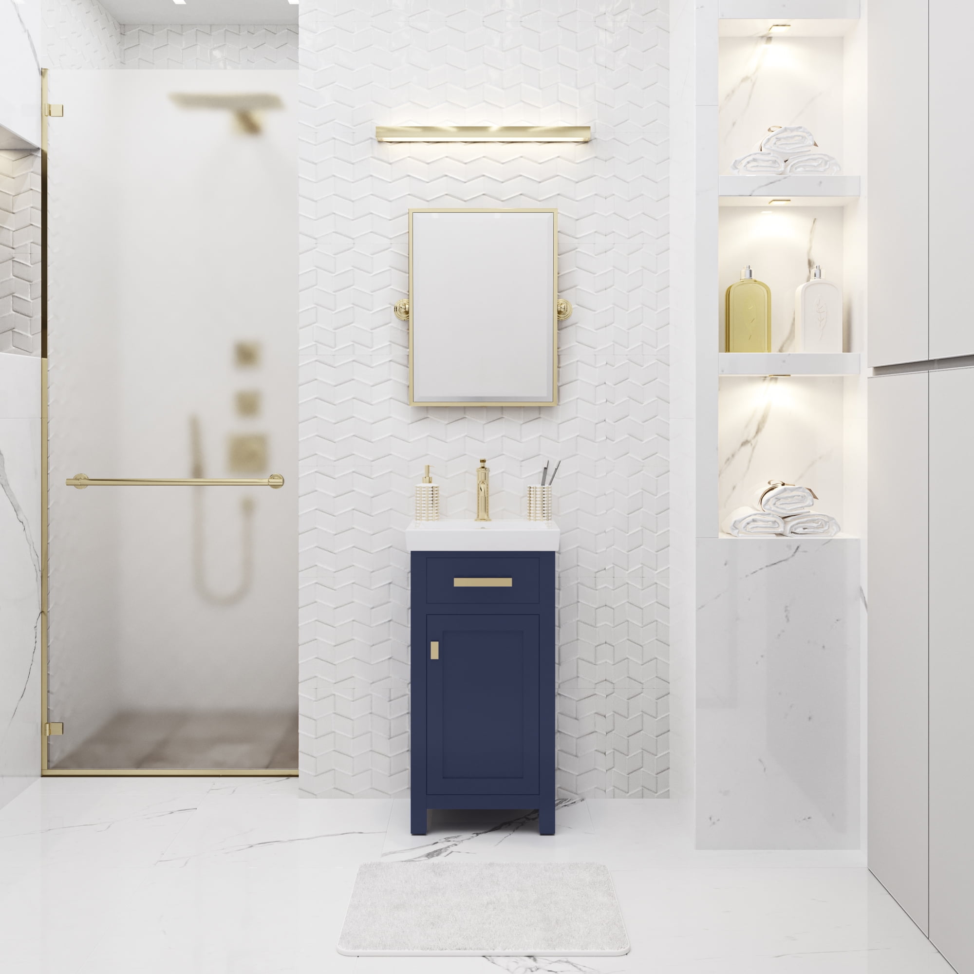 Water Creation Mia 18" Wood Single Bathroom Vanity in Monarch Blue/Gold