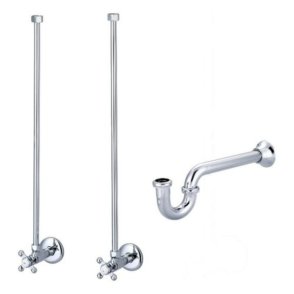 Water Creation Modern Solid Brass P-Trap Water Supply Kit in Chrome