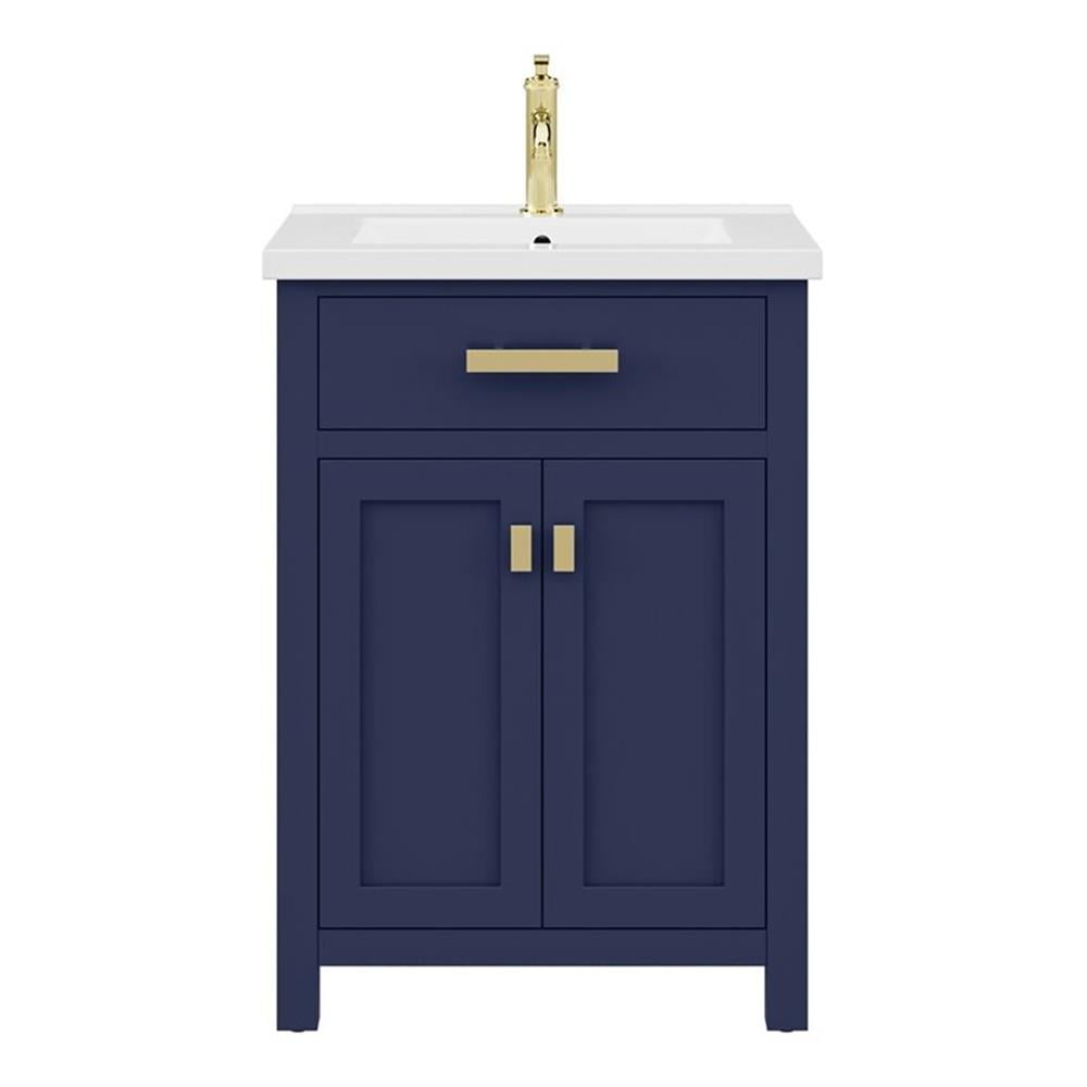 Water Creation Myra 24" Solid Hardwood Single Bathroom Vanity in Blue/Gold