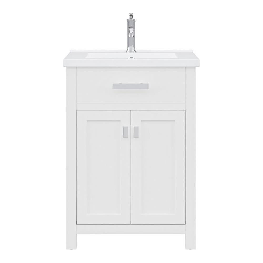 Myra Pure White Solid Wood Single Bathroom Vanity with Ceramic Sink